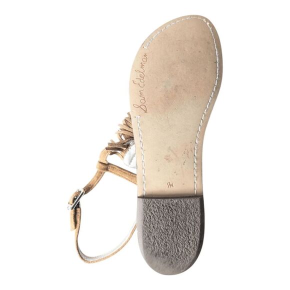 SAM EDELMAN Gela Suede Fringed T-Strap Sandal Size 7.5M - Picture 7 of 7